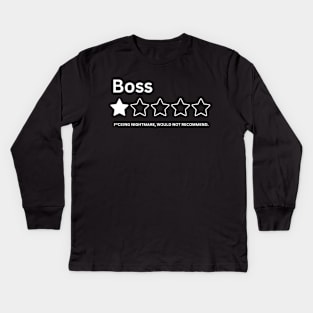 I Hate My Boss Antiwork Office Humor One Star Review Rating I Hate My Job Kids Long Sleeve T-Shirt